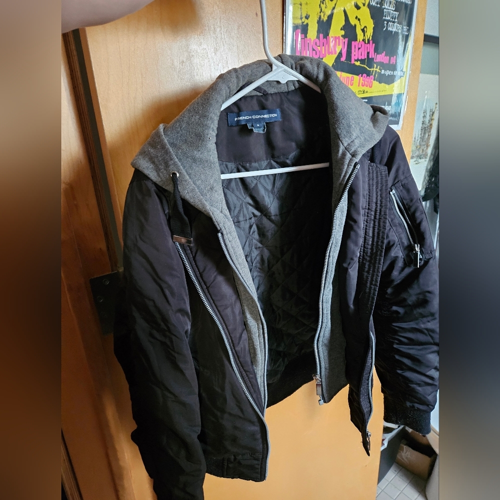 Calvin Klein Black and Gray Utility Jacket with Quilted Design